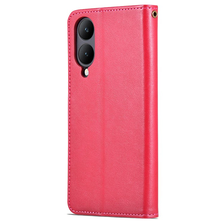 AZNS For vivo Y17s 4G Case Wallet PU Leather Phone Stand Cover - Red