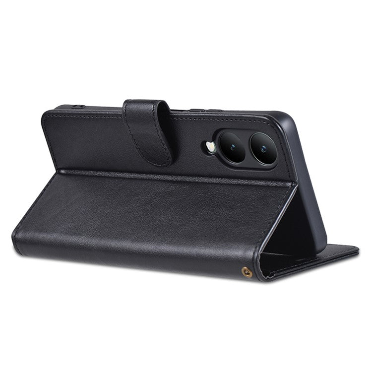 AZNS For vivo Y17s 4G Case Wallet PU Leather Phone Stand Cover - Black