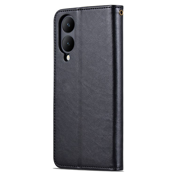 AZNS For vivo Y17s 4G Case Wallet PU Leather Phone Stand Cover - Black