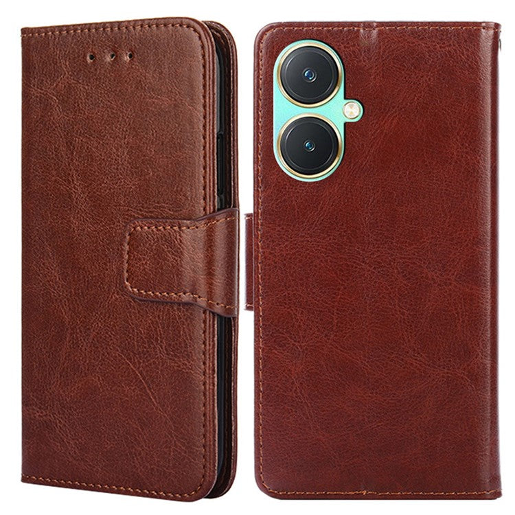 For vivo Y27 4G Case TPU+PU Leather Wallet Stand Soft Phone Protector - Brown