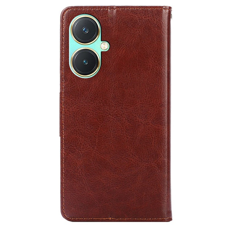 For vivo Y27 4G Case TPU+PU Leather Wallet Stand Soft Phone Protector - Brown