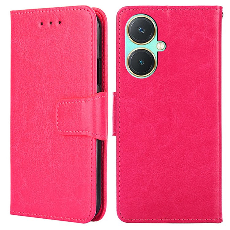 For vivo Y27 4G Case TPU+PU Leather Wallet Stand Soft Phone Protector - Rose