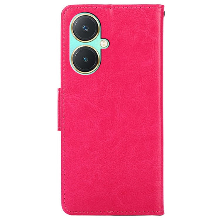 For vivo Y27 4G Case TPU+PU Leather Wallet Stand Soft Phone Protector - Rose