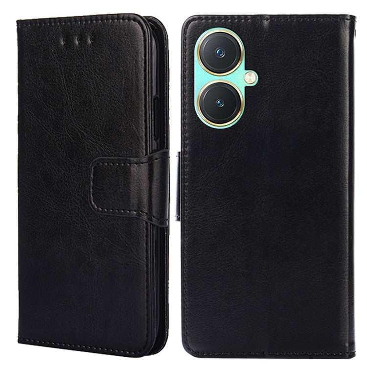 For vivo Y27 4G Case TPU+PU Leather Wallet Stand Soft Phone Protector - Black