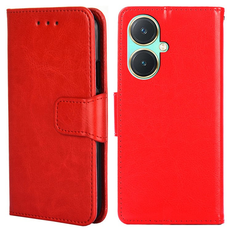 For vivo Y27 4G Case TPU+PU Leather Wallet Stand Soft Phone Protector - Red