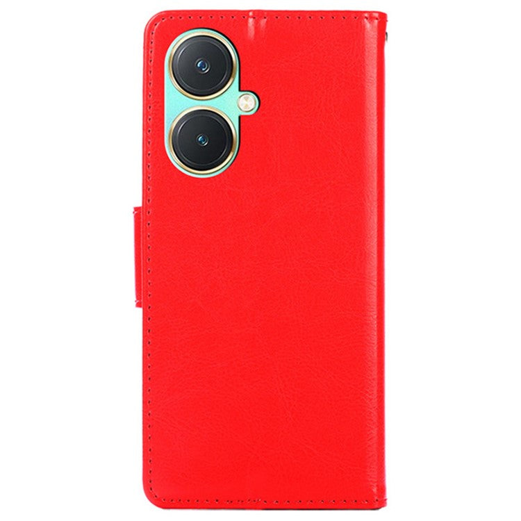 For vivo Y27 4G Case TPU+PU Leather Wallet Stand Soft Phone Protector - Red