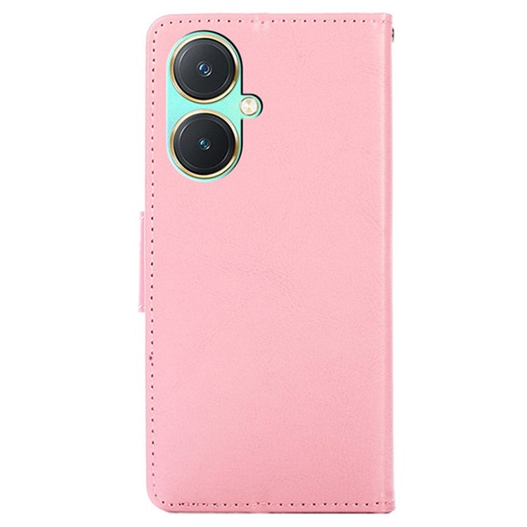 For vivo Y27 4G Case TPU+PU Leather Wallet Stand Soft Phone Protector - Pink