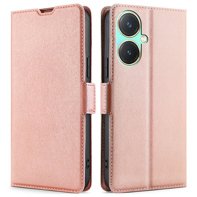 For vivo Y27 4G Case Ultra Thin Leather Card Slot Smart Phone Cover - Rose Gold