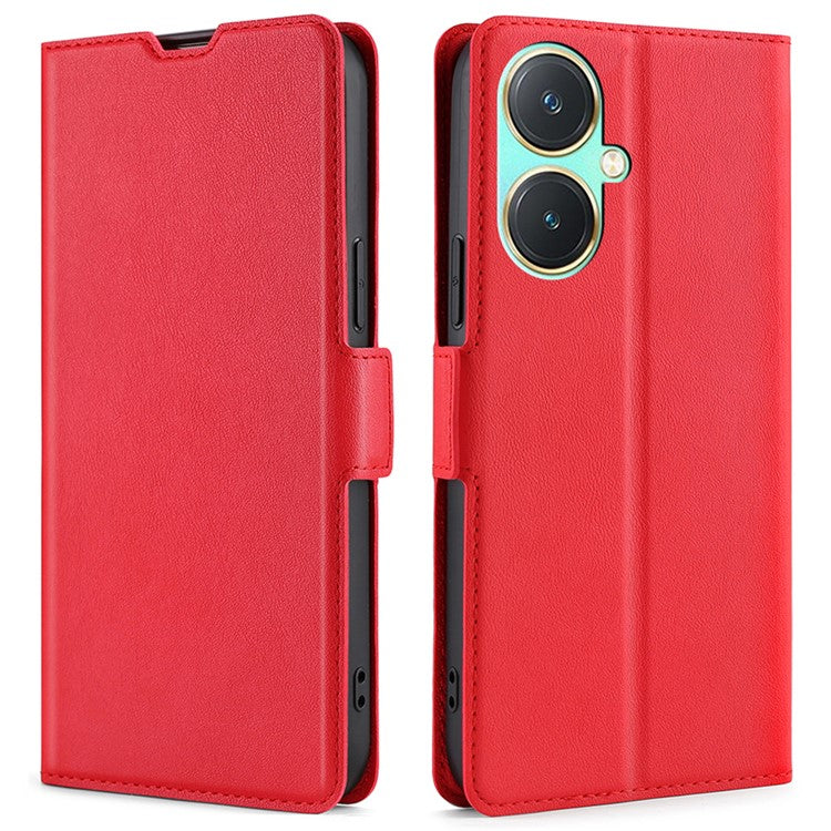 For vivo Y27 4G Case Ultra Thin Leather Card Slot Smart Phone Cover - Red