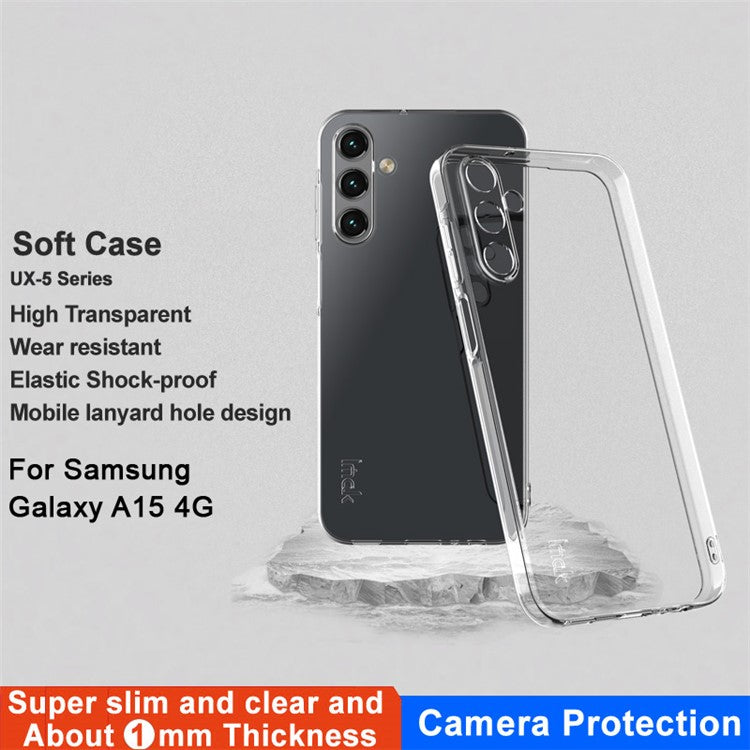 IMAK UX-5 Series for Samsung Galaxy A15 5G / A15 4G Case Transparent Anti-scratch Soft TPU Phone Back Shell (Slim Style)