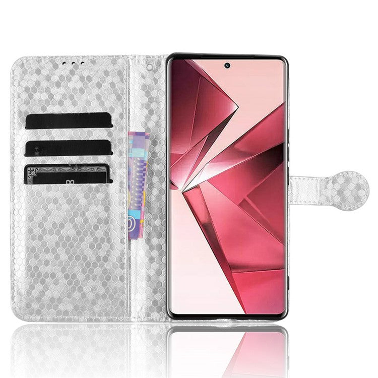 Protective Wallet Case for vivo V29e (India) 5G Case Imprinted PU Leather Cell Phone Cover - Silver