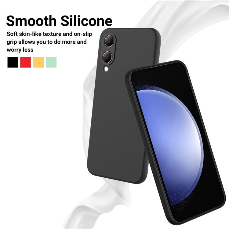 For vivo Y17s 4G Case Soft Lining Liquid Silicone Protective Phone Cover with Strap - Black