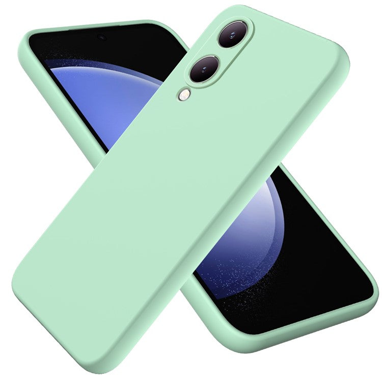 For vivo Y17s 4G Case Soft Lining Liquid Silicone Protective Phone Cover with Strap - Green