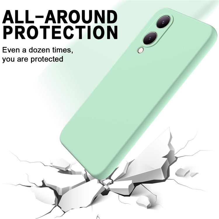 For vivo Y17s 4G Case Soft Lining Liquid Silicone Protective Phone Cover with Strap - Green