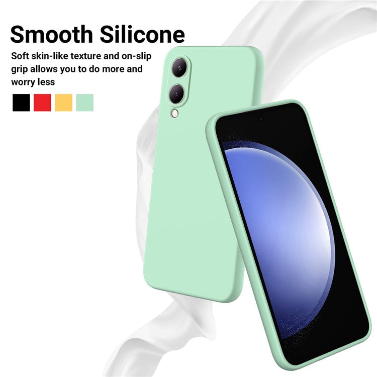 For vivo Y17s 4G Case Soft Lining Liquid Silicone Protective Phone Cover with Strap - Green