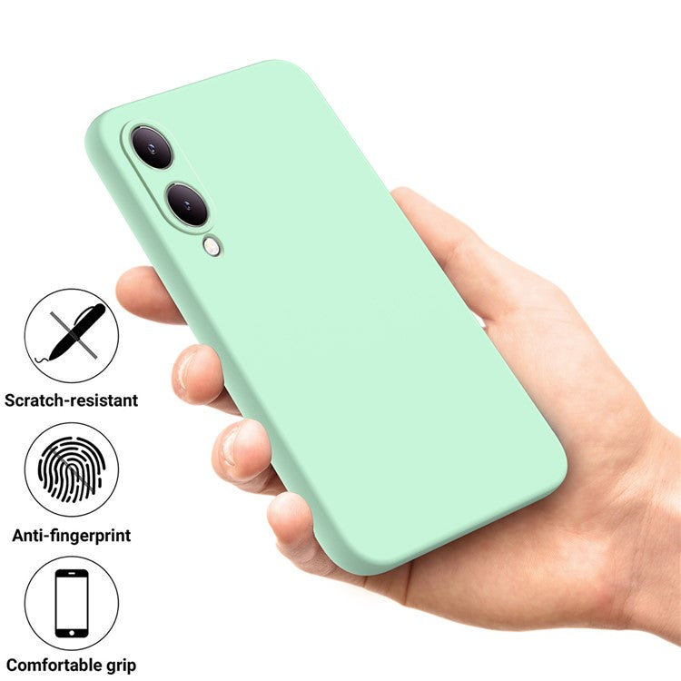 For vivo Y17s 4G Case Soft Lining Liquid Silicone Protective Phone Cover with Strap - Green