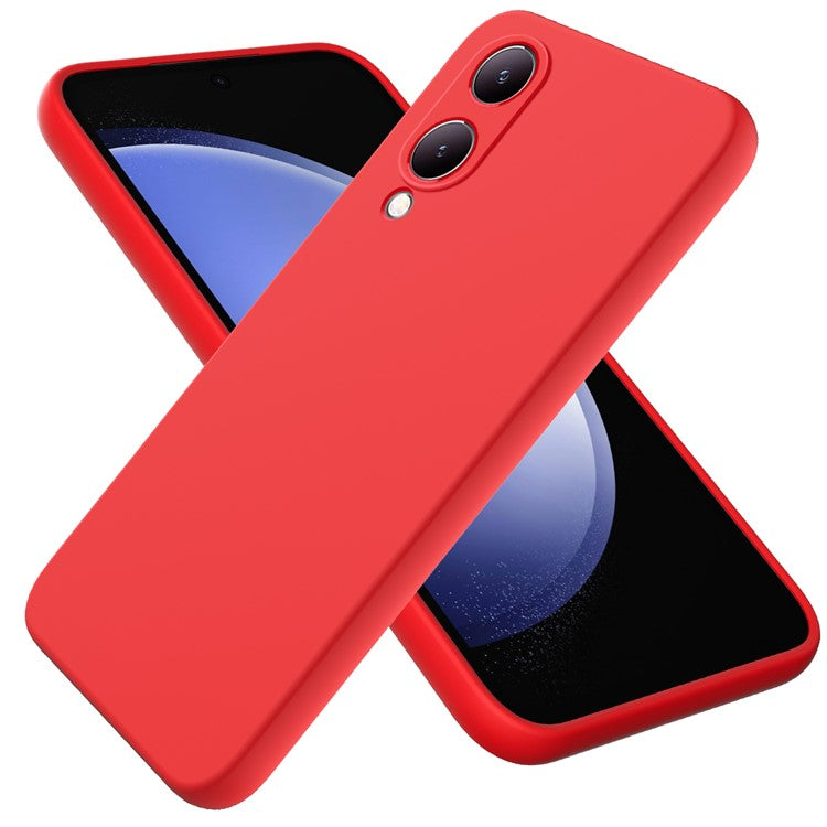 For vivo Y17s 4G Case Soft Lining Liquid Silicone Protective Phone Cover with Strap - Red