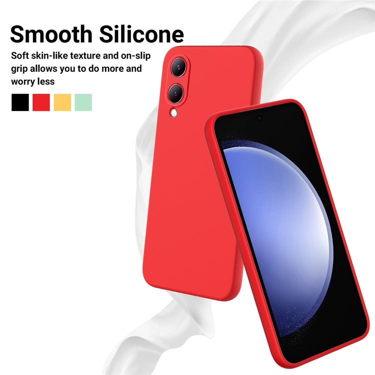 For vivo Y17s 4G Case Soft Lining Liquid Silicone Protective Phone Cover with Strap - Red