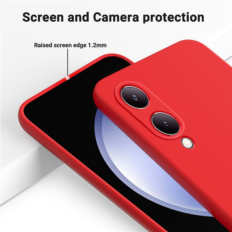 For vivo Y17s 4G Case Soft Lining Liquid Silicone Protective Phone Cover with Strap - Red