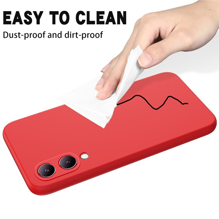 For vivo Y17s 4G Case Soft Lining Liquid Silicone Protective Phone Cover with Strap - Red