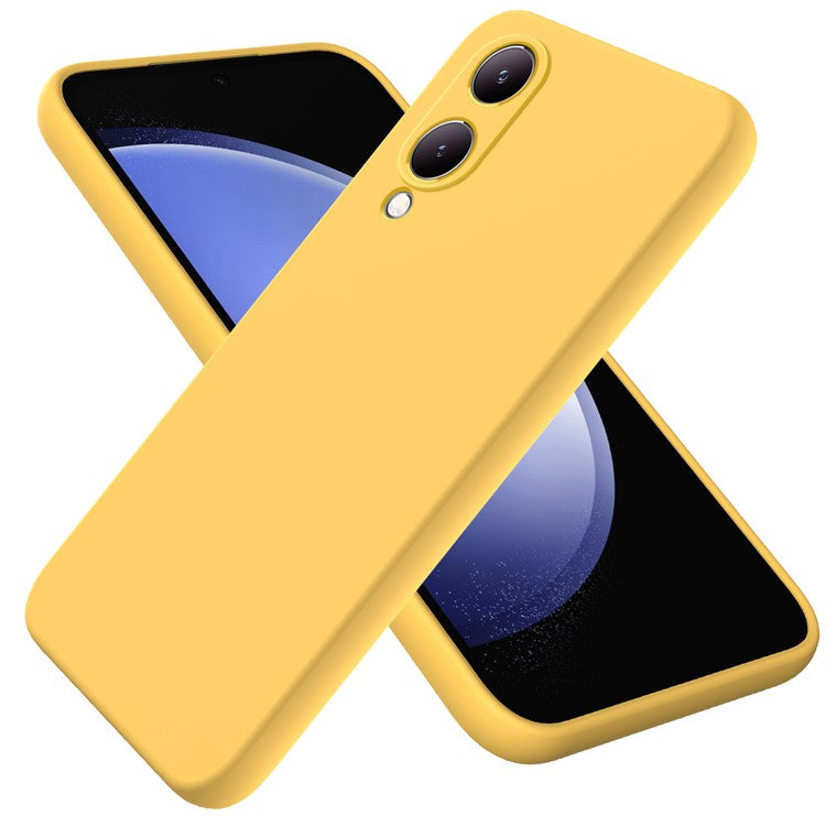 For vivo Y17s 4G Case Soft Lining Liquid Silicone Protective Phone Cover with Strap - Yellow