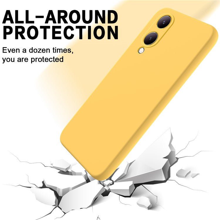 For vivo Y17s 4G Case Soft Lining Liquid Silicone Protective Phone Cover with Strap - Yellow