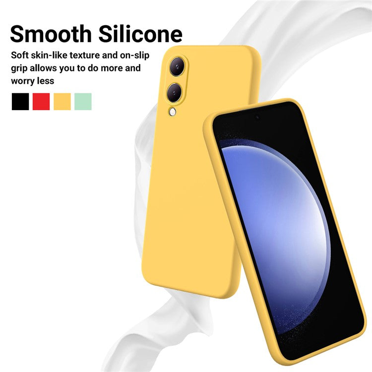 For vivo Y17s 4G Case Soft Lining Liquid Silicone Protective Phone Cover with Strap - Yellow