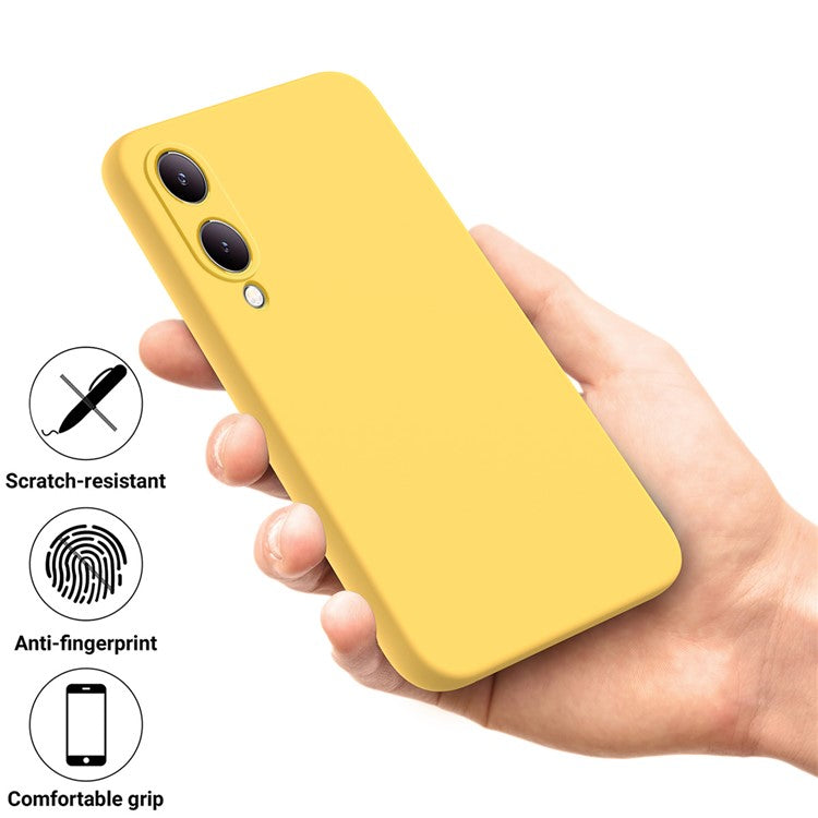 For vivo Y17s 4G Case Soft Lining Liquid Silicone Protective Phone Cover with Strap - Yellow