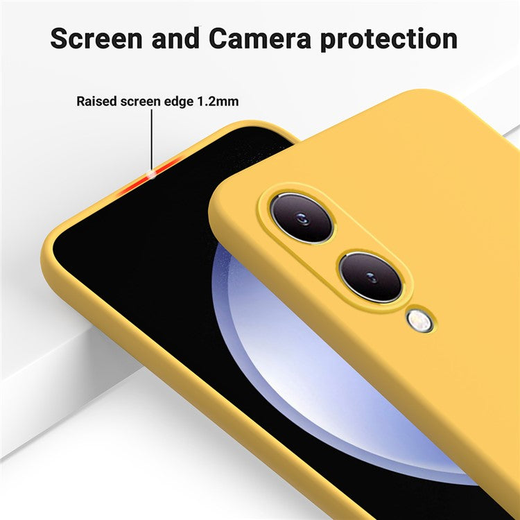 For vivo Y17s 4G Case Soft Lining Liquid Silicone Protective Phone Cover with Strap - Yellow