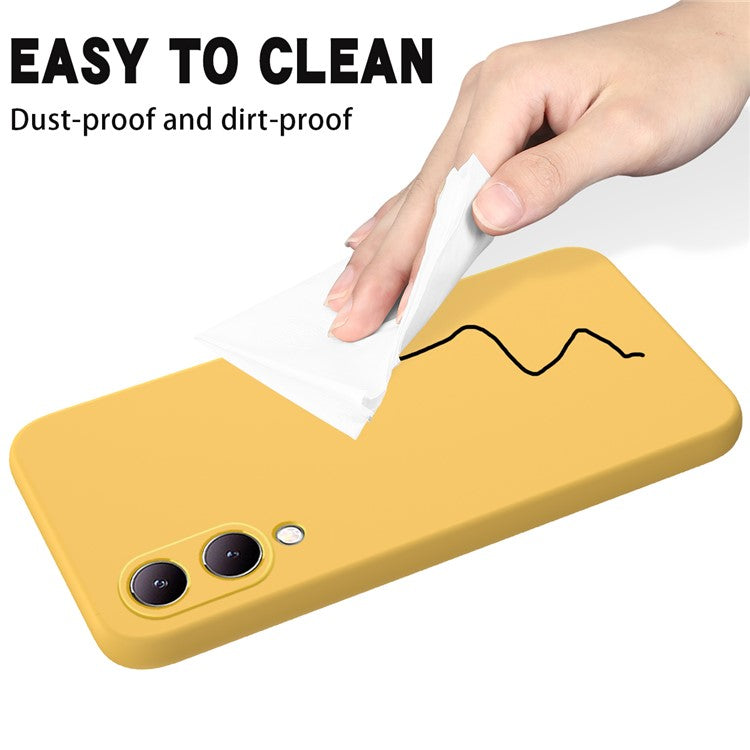 For vivo Y17s 4G Case Soft Lining Liquid Silicone Protective Phone Cover with Strap - Yellow