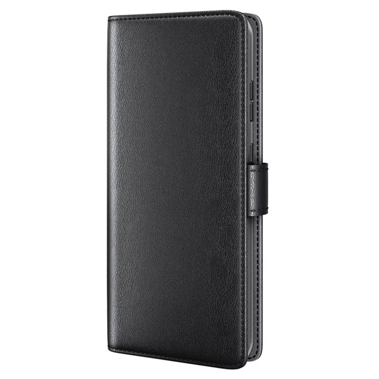 For Samsung Galaxy S24 Case Flip Wallet Genuine Split Leather Phone Cover - Black