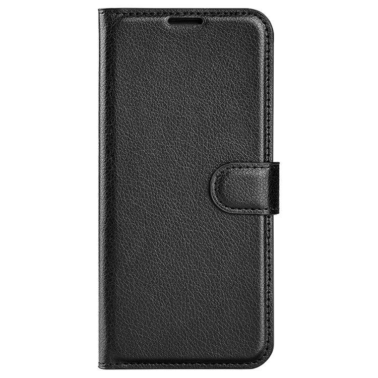 For Samsung Galaxy S24 Case Magnetic Closure Litchi Texture Leather Phone Cover - Black