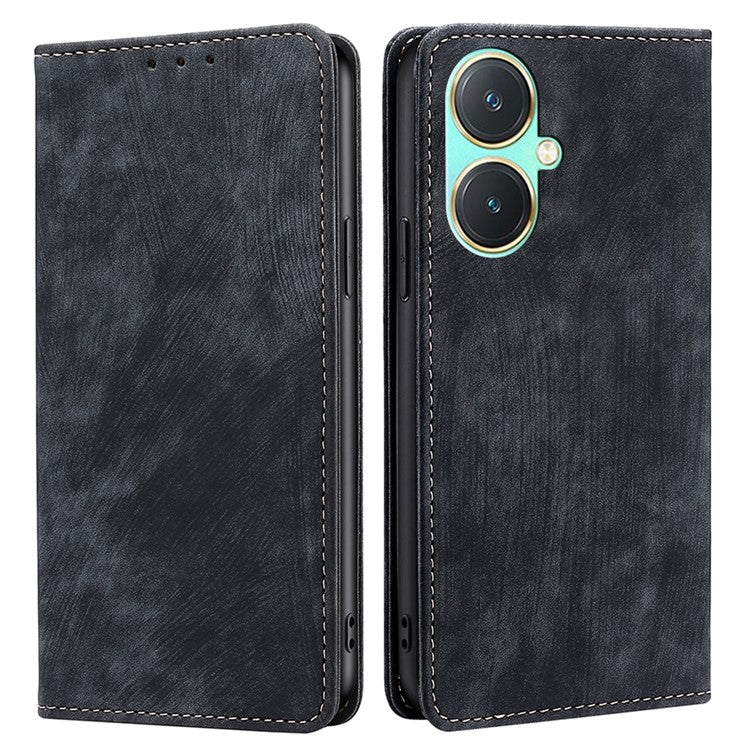 RFID Blocking Leather Cover for vivo Y27 4G Case Wallet Stand Shell - Black