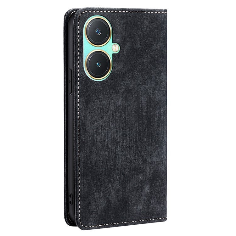 RFID Blocking Leather Cover for vivo Y27 4G Case Wallet Stand Shell - Black