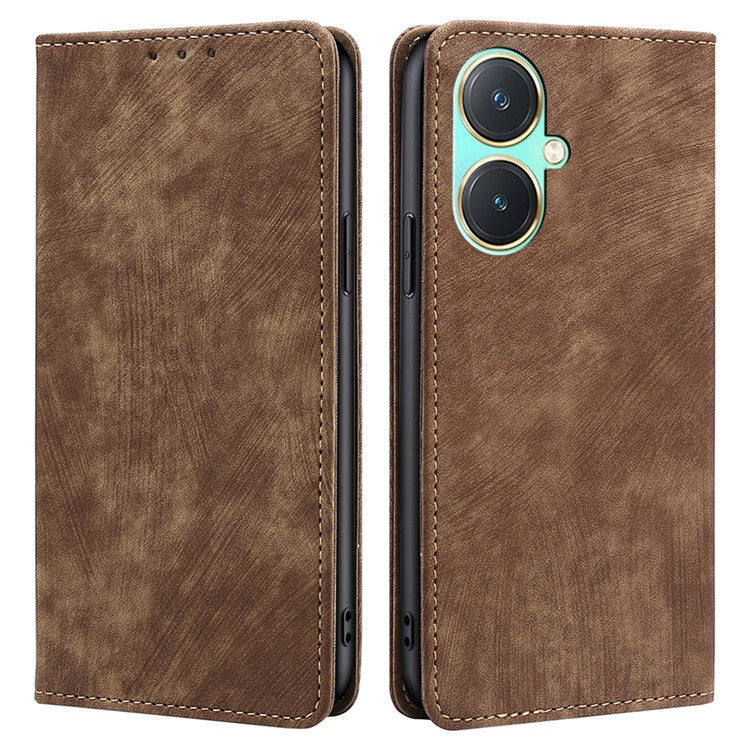 RFID Blocking Leather Cover for vivo Y27 4G Case Wallet Stand Shell - Brown