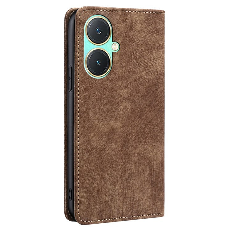 RFID Blocking Leather Cover for vivo Y27 4G Case Wallet Stand Shell - Brown