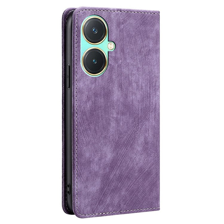 RFID Blocking Leather Cover for vivo Y27 4G Case Wallet Stand Shell - Purple