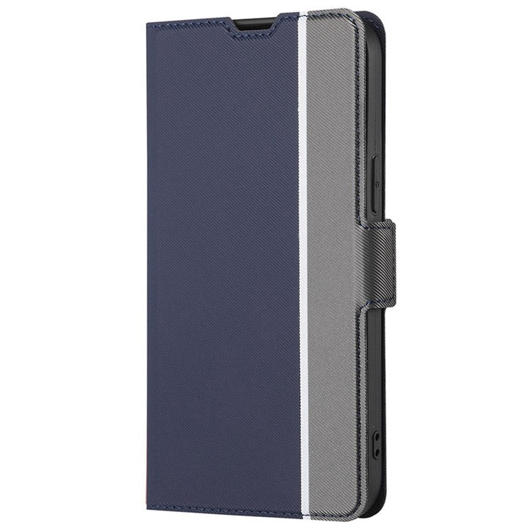 For vivo Y27 4G Case PU Leather Phone Shell Stand Twill Texture Phone Cover with Card Slot - Blue