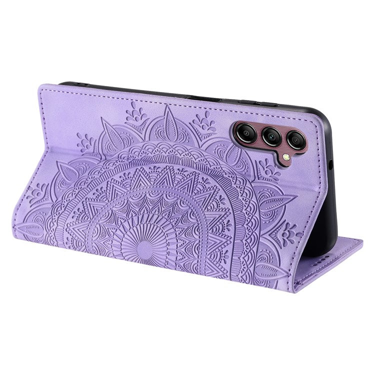 For Samsung Galaxy S24 Case Magnetic Auto Closing Anti-scratch Wallet Phone Cover  - Purple