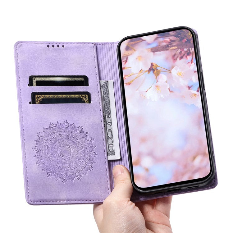 For Samsung Galaxy S24 Case Magnetic Auto Closing Anti-scratch Wallet Phone Cover  - Purple