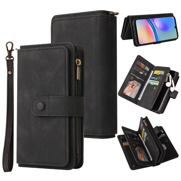 KT Multi-Functional Series-2 For Samsung Galaxy A05s 4G Case Zipper Wallet Anti-drop Leather Phone Cover - Black