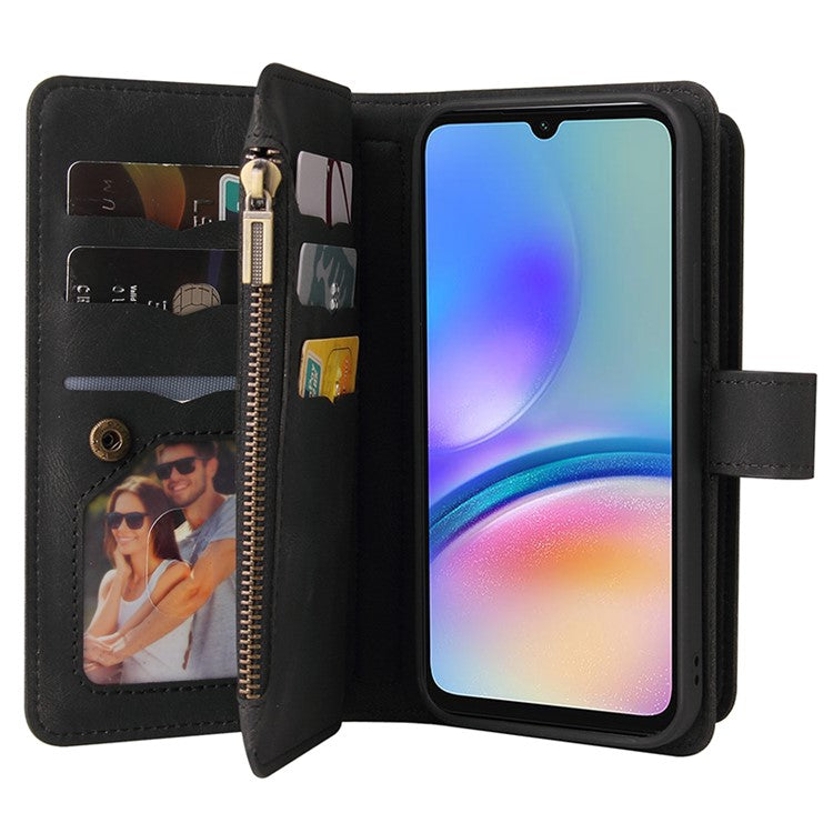 KT Multi-Functional Series-2 For Samsung Galaxy A05s 4G Case Zipper Wallet Anti-drop Leather Phone Cover - Black