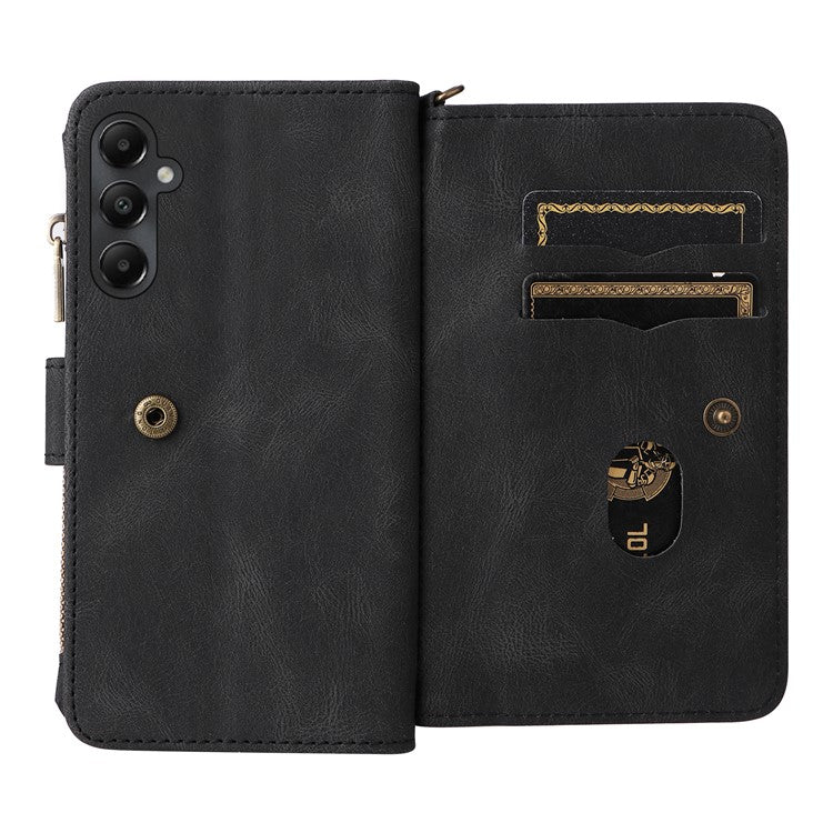 KT Multi-Functional Series-2 For Samsung Galaxy A05s 4G Case Zipper Wallet Anti-drop Leather Phone Cover - Black