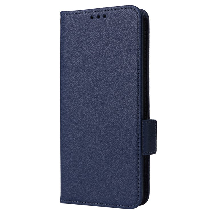 For vivo V29e (Global) 5G / Y200 (India) 5G Case PU Leather Wallet Litchi Texture Phone Cover with Strap - Dark Blue