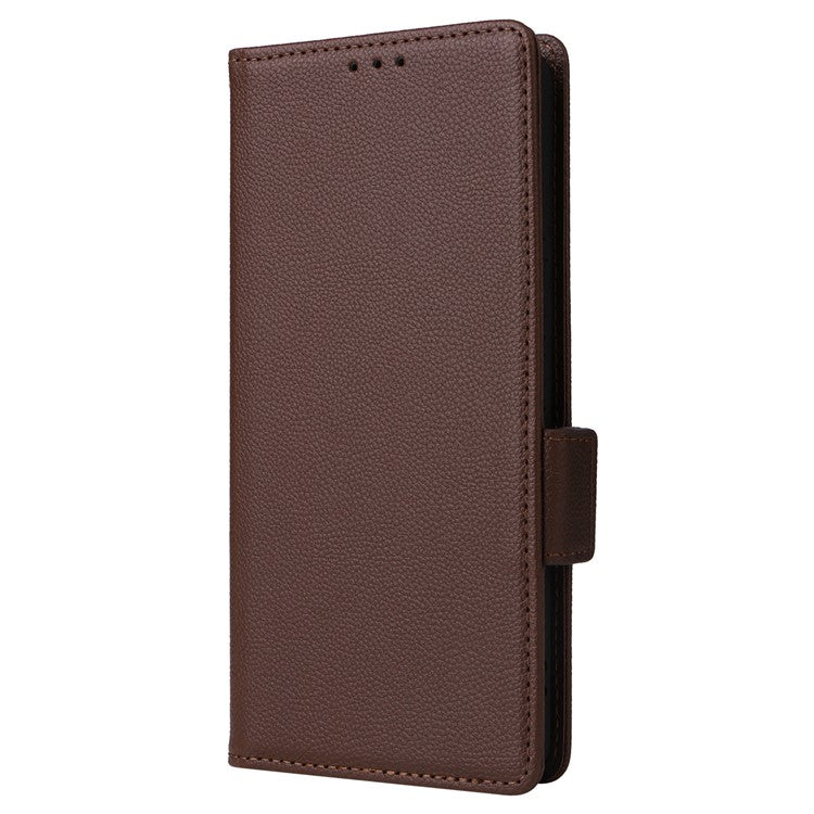 For vivo V29e (Global) 5G / Y200 (India) 5G Case PU Leather Wallet Litchi Texture Phone Cover with Strap - Brown