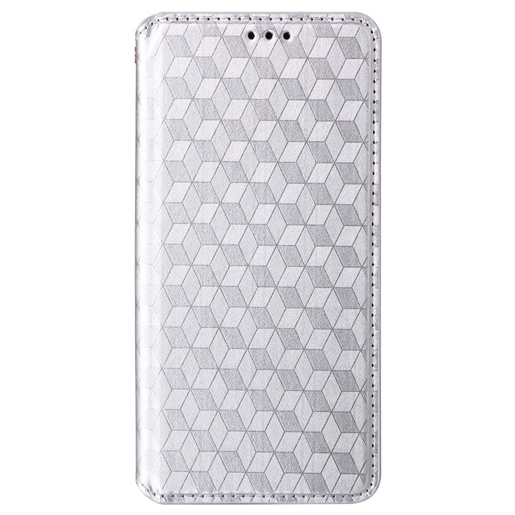 For vivo V29e (Global) 5G / Y200 (India) 5G Case Rhombus Imprinted Phone Cover with Wallet Stand - Silver