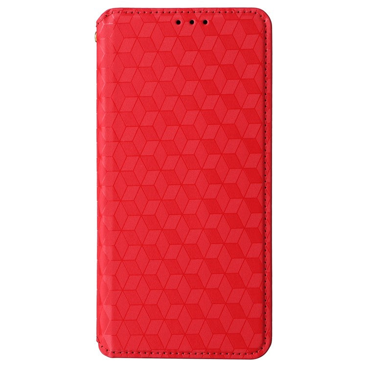 For vivo V29e (Global) 5G / Y200 (India) 5G Case Rhombus Imprinted Phone Cover with Wallet Stand - Red