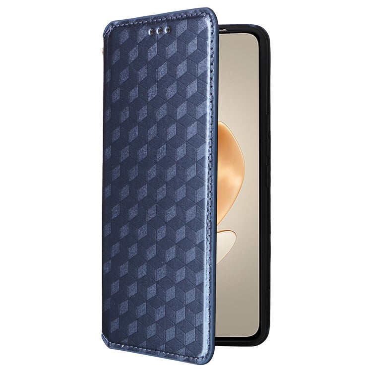 For vivo V29e (Global) 5G / Y200 (India) 5G Case Rhombus Imprinted Phone Cover with Wallet Stand - Blue