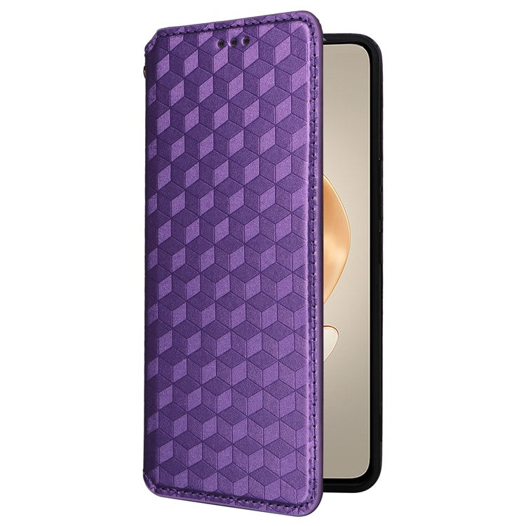 For vivo V29e (Global) 5G / Y200 (India) 5G Case Rhombus Imprinted Phone Cover with Wallet Stand - Purple