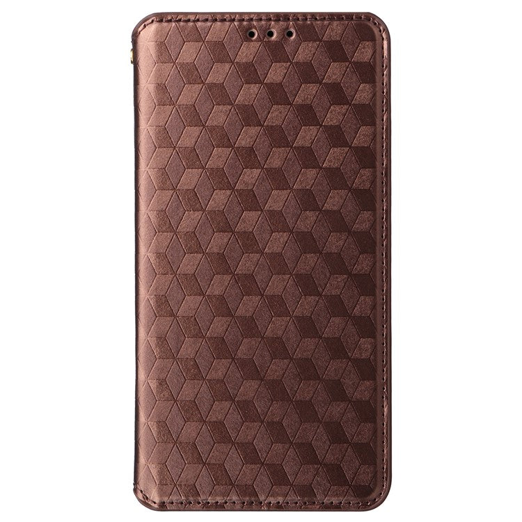 For vivo V29e (Global) 5G / Y200 (India) 5G Case Rhombus Imprinted Phone Cover with Wallet Stand - Brown